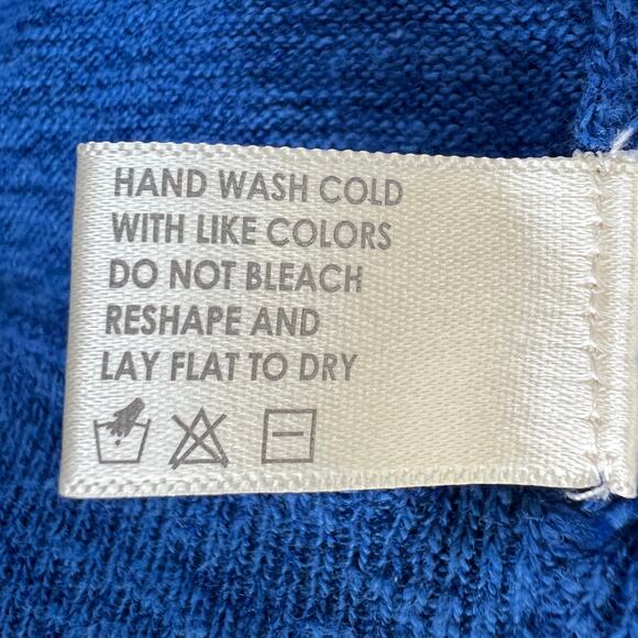 White + Warren Blue Sweater Cotton Boat Neck 3/4 Sleeve Size Small S - Picture 6 of 7